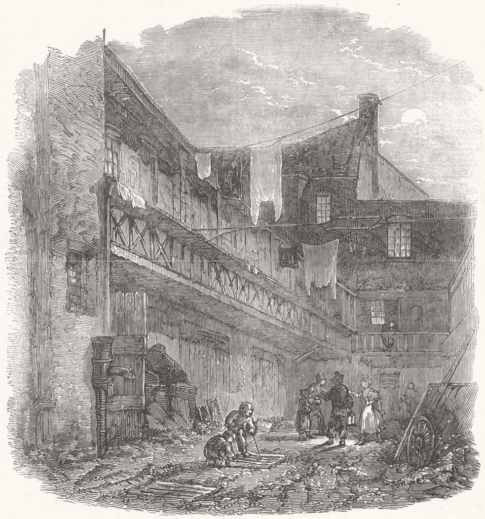 LONDON. The King's Arms Yard, Coal-Yard, Drury-Lane 1853 old antique print
