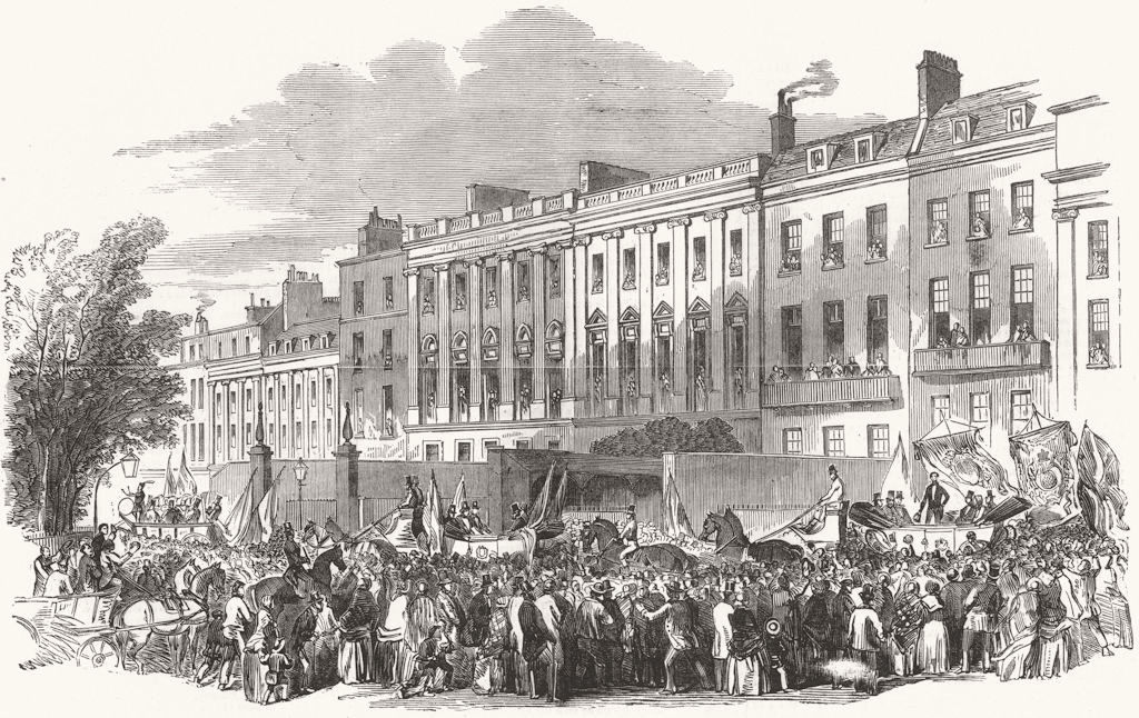 LONDON. Temperance League, in Lincoln's Inn Fields 1853 old antique print
