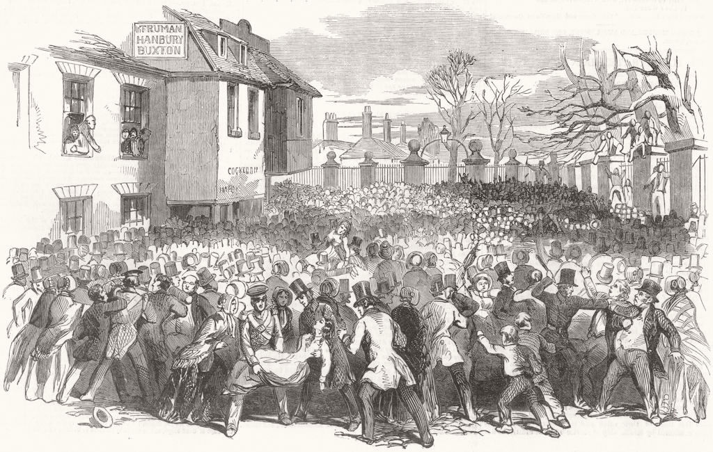 LONDON. Scene of the Catastrophe, Chelsea Hospital 1852 old antique print