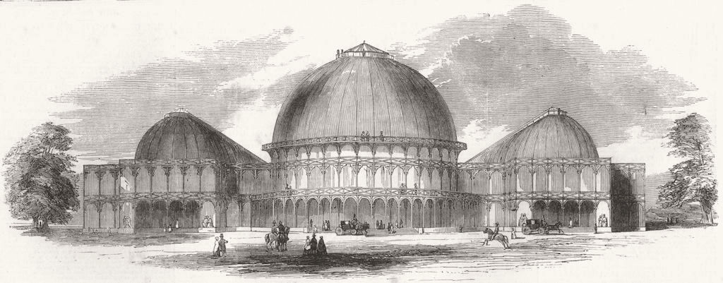 Associate Product IRELAND. Exhibition building, Merrion Sq west, Dublin 1852 old antique print