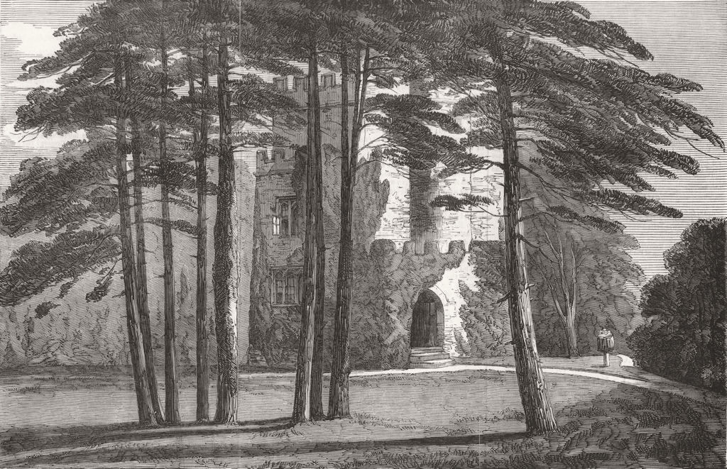 SOMT. Castle de Sancto Laudo, Newton Park, Somerset 1852 old antique print