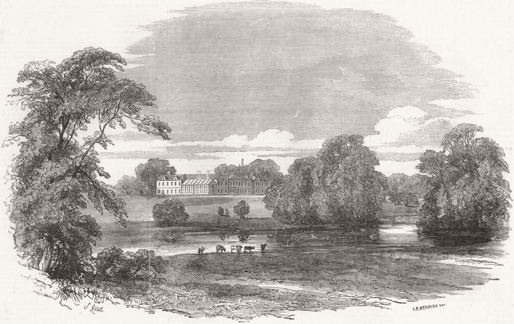 HANTS. Stratfield Saye, seat of Duke of Wellington 1852 old antique print