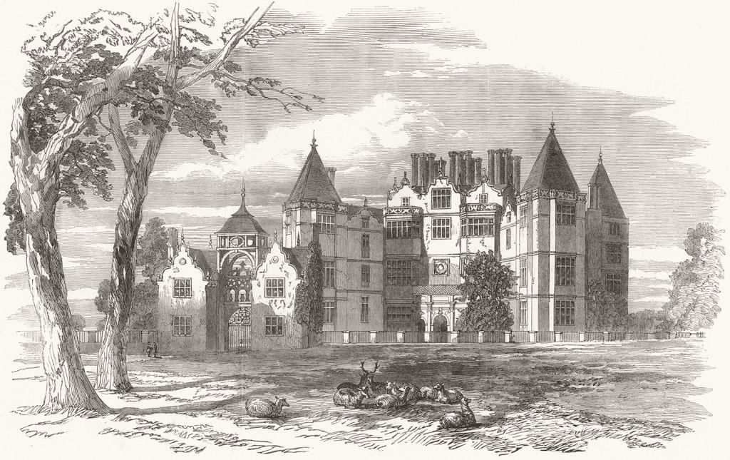 WORCS. Westwood, near Droitwich(Sir John Pakington) 1852 old antique print
