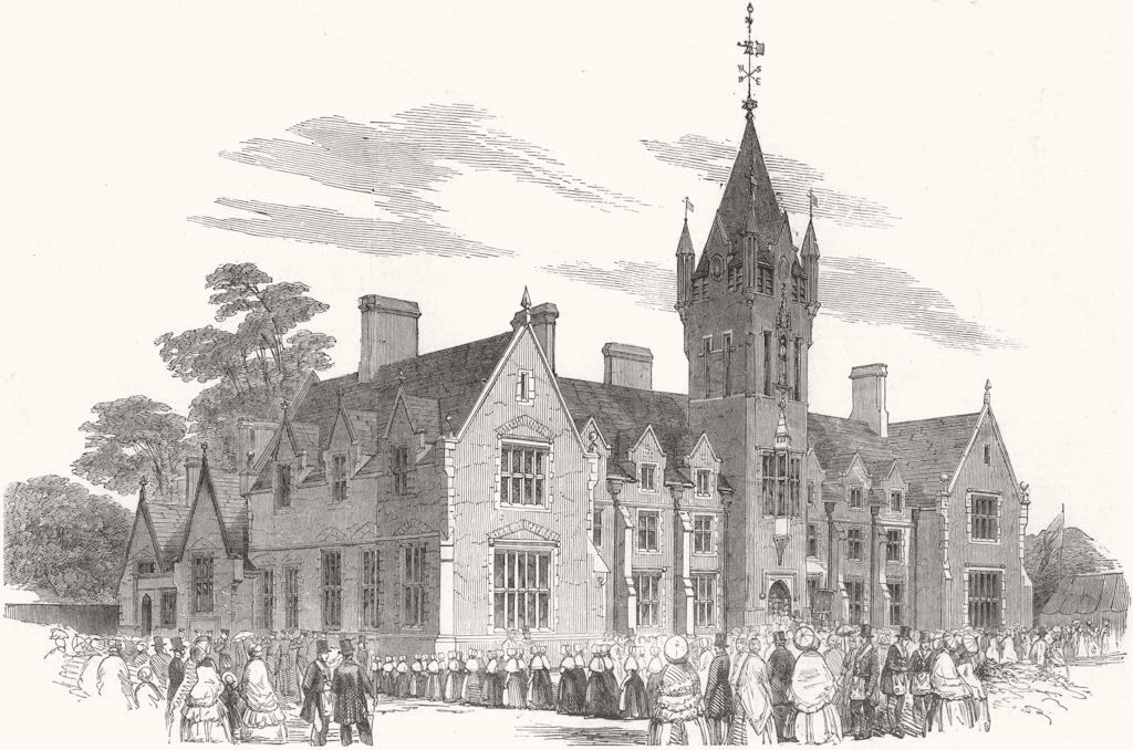 LONDON. Royal Freemasons School, Wandsworth common 1852 old antique print