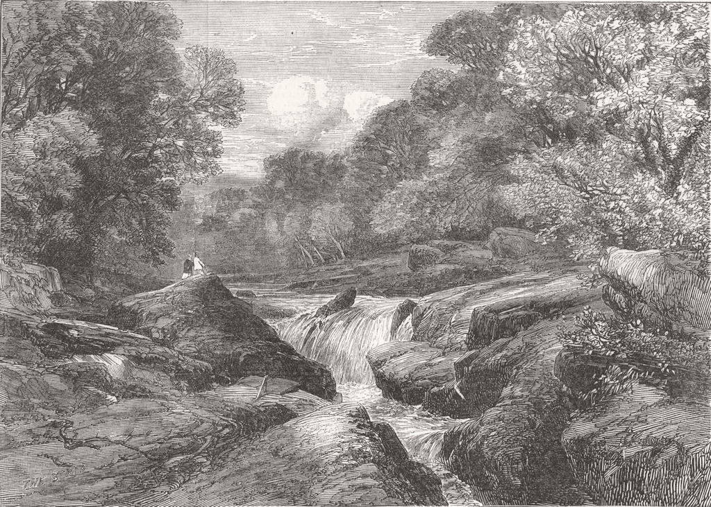 Associate Product YORKS. The Strid, Wharfdale, Yorkshire 1852 old antique vintage print picture