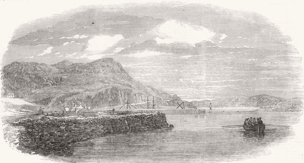 IRELAND. Foynes Harbour, River Shannon 1852 old antique vintage print picture