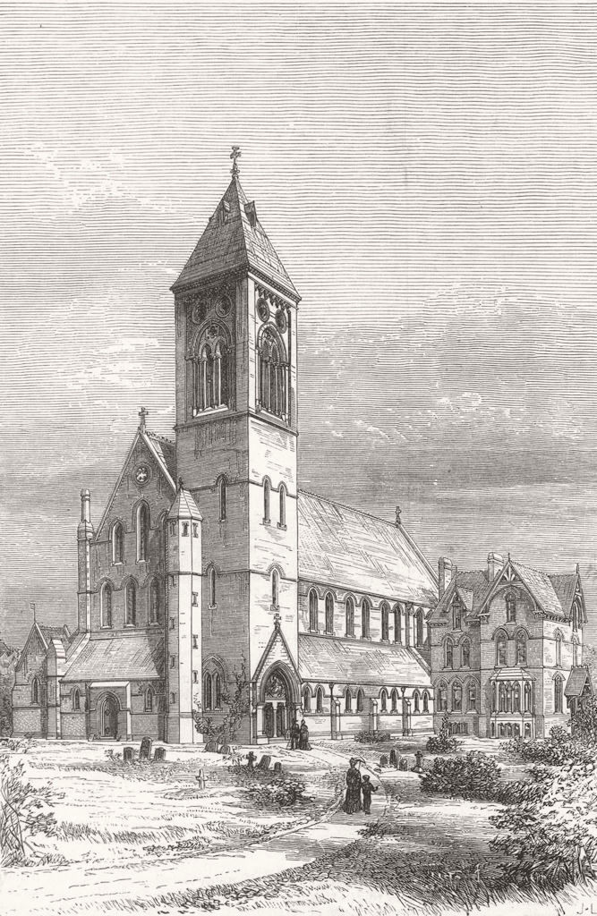 Associate Product SURREY. Wilberforce Mem Church, St Lukes, Camberwell 1876 old antique print