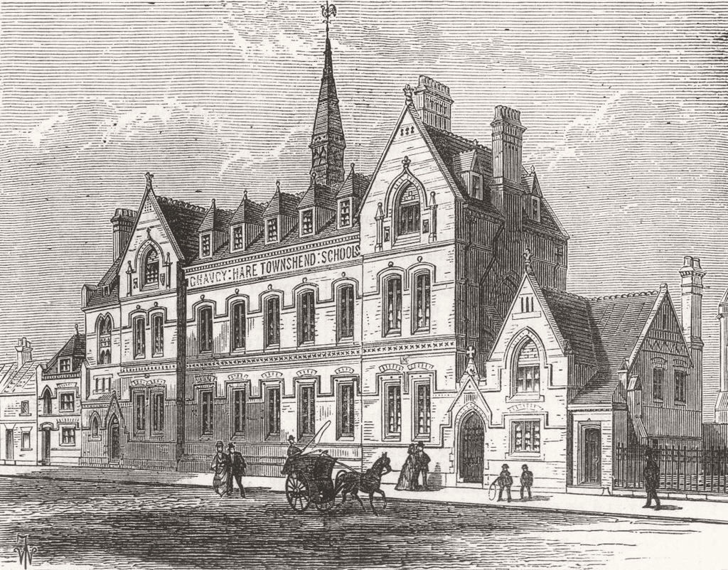 LONDON. Chauncy Hare Townshend Schools, Westminster 1876 old antique print