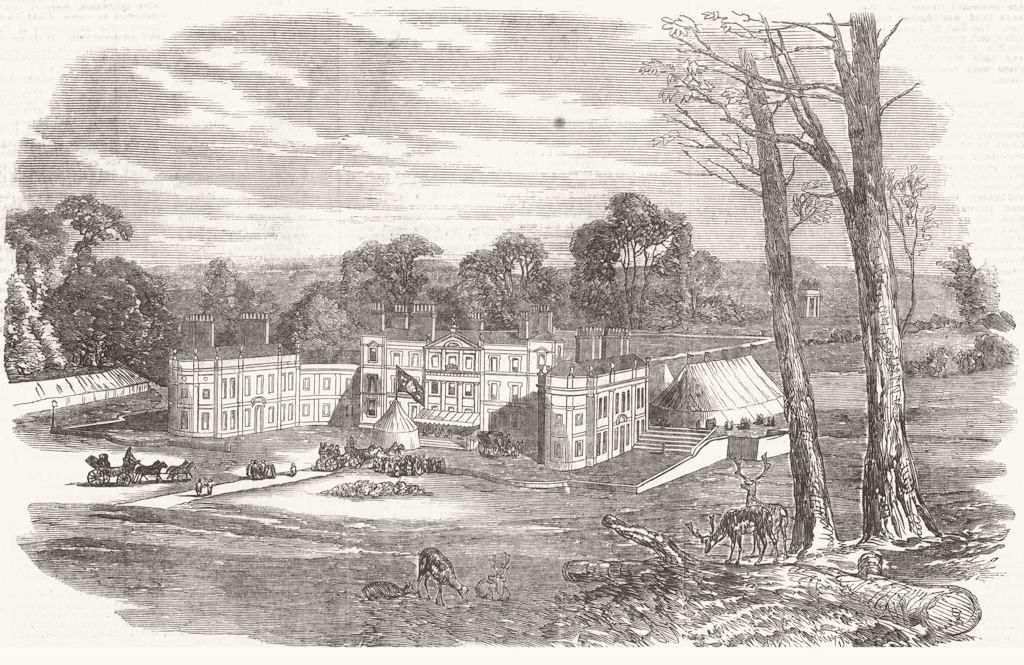 SHROPS. Hawkstone House, the seat of Viscount Hill 1854 old antique print