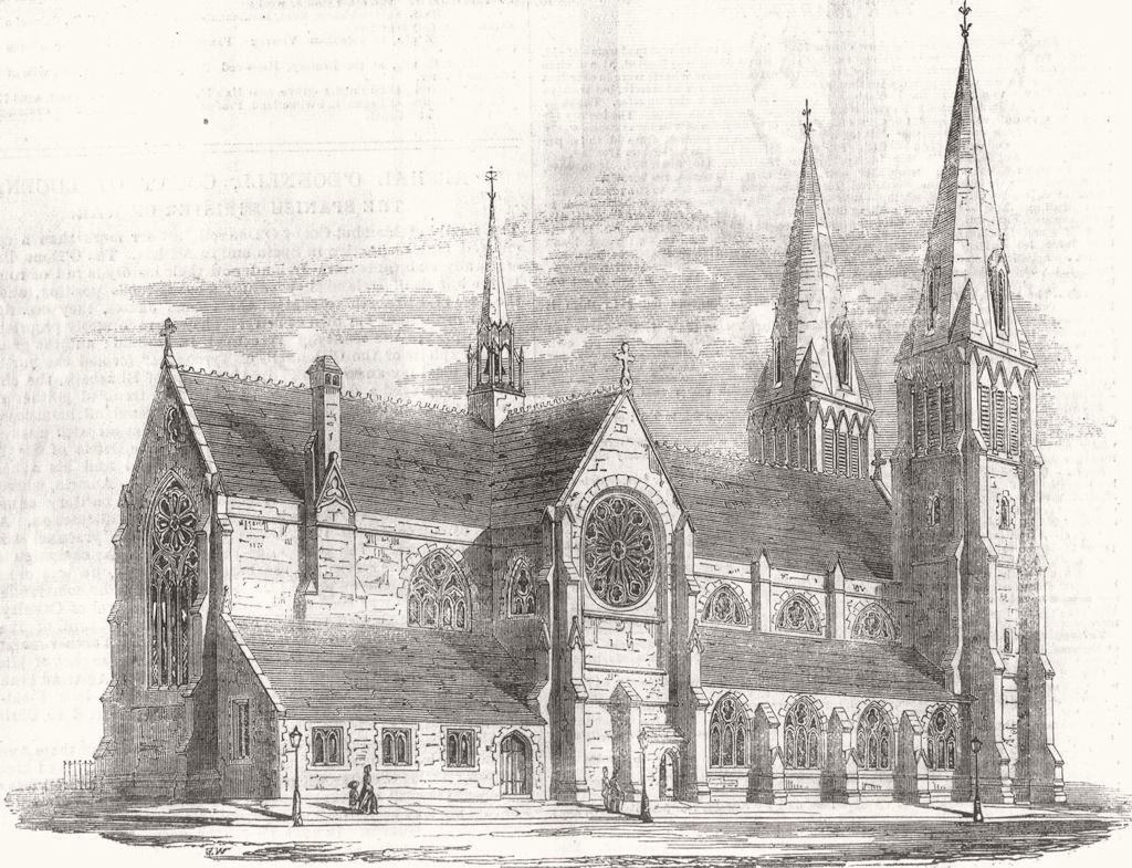 SCOTLAND. St Ninian's Cathedral, Perth 1854 old antique vintage print picture