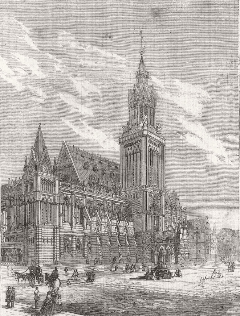 LONDON. Royal Academy architecture prize design 1862 old antique print picture