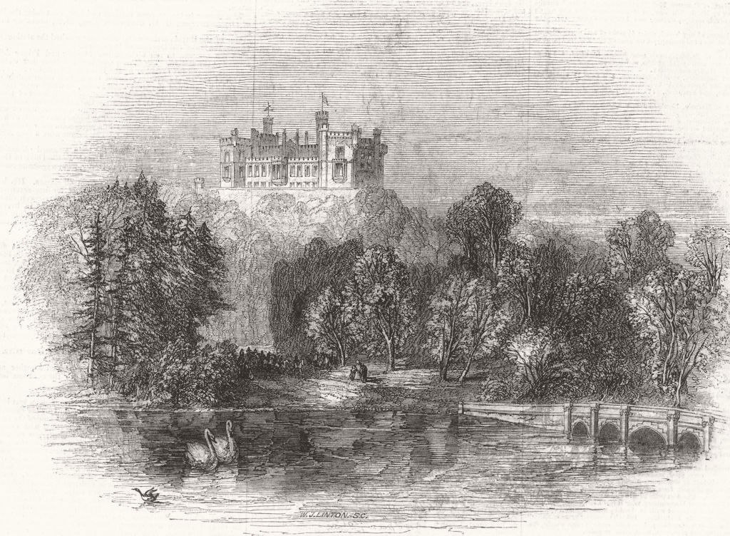 LEICS. Belvoir Castle 1843 old antique vintage print picture