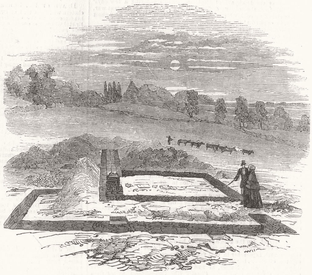 KENT. Roman remains, just discovered, at Keston 1854 old antique print picture