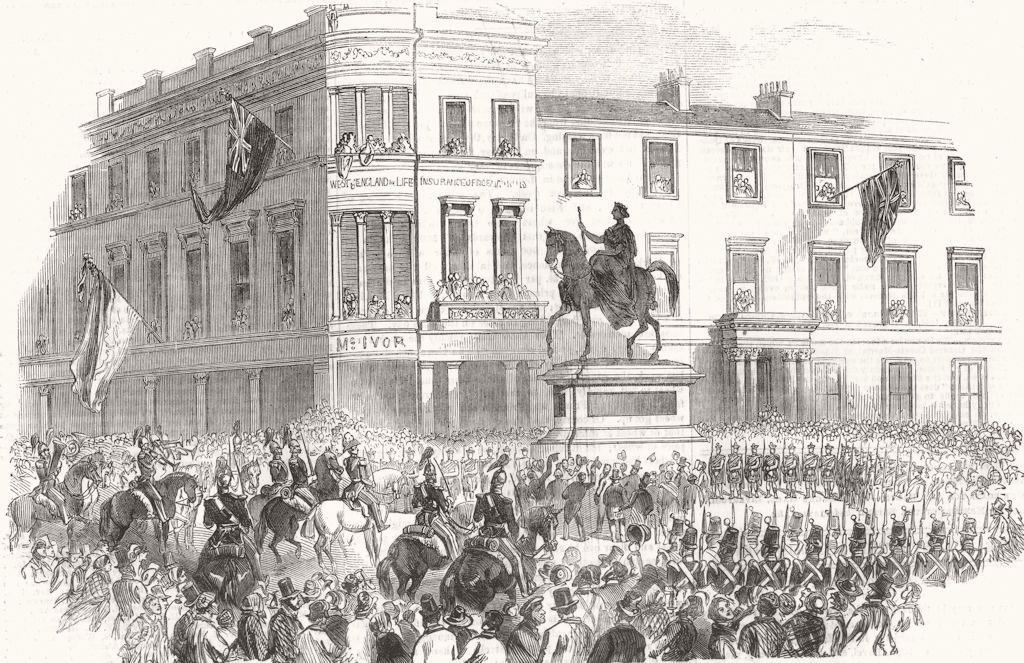 SCOTLAND. Unveiling statue of the Queen, Glasgow 1854 old antique print