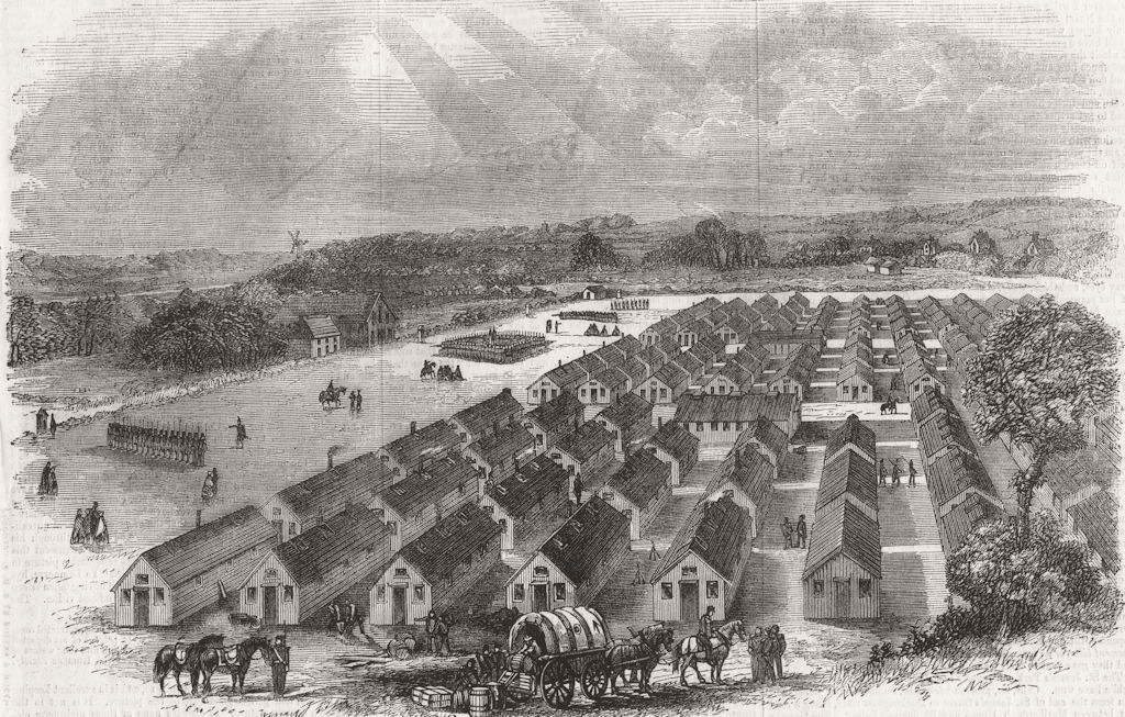 Associate Product ESSEX. The camp at Colchester 1856 old antique vintage print picture