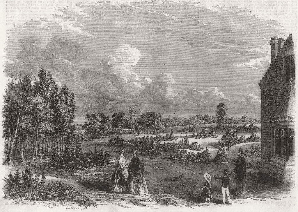Associate Product LONDON. The new City of London Cemetery at Ilford 1856 old antique print