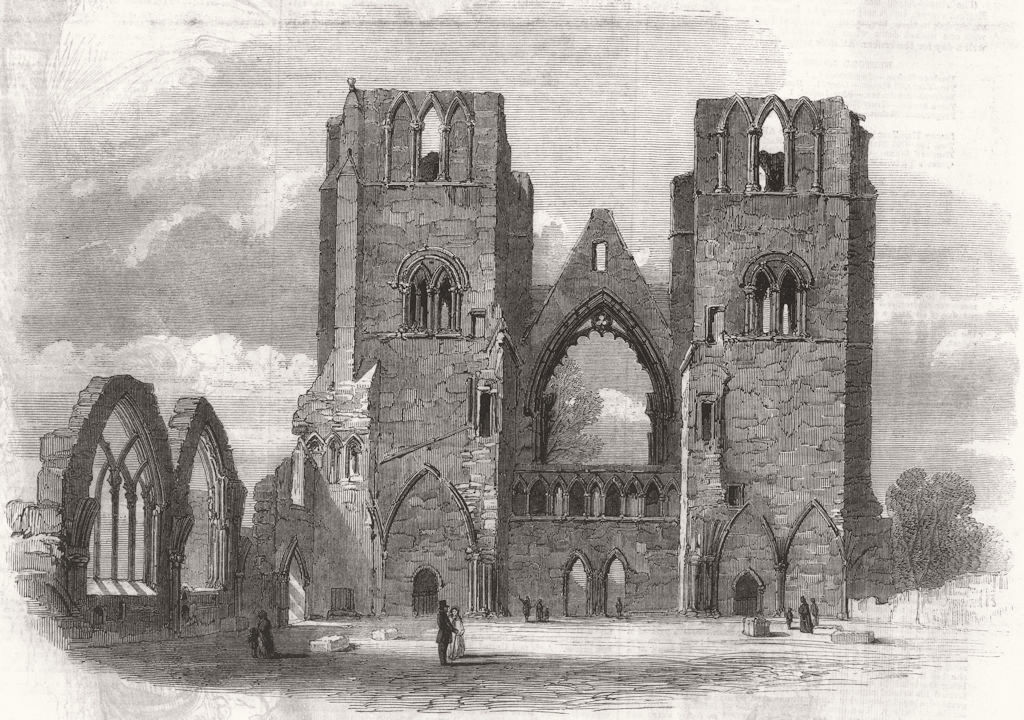 SCOTLAND. Elgin cathedral-looking west 1859 old antique vintage print picture