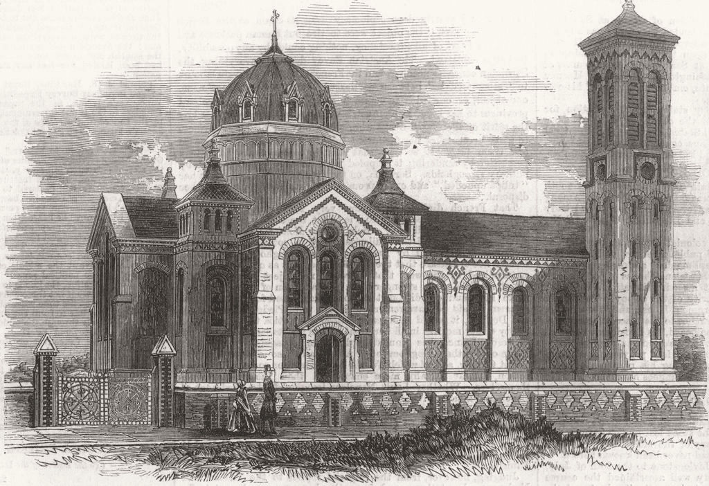 BUCKS. St James's Church, Gerrard's-Cross, Bucks 1859 old antique print