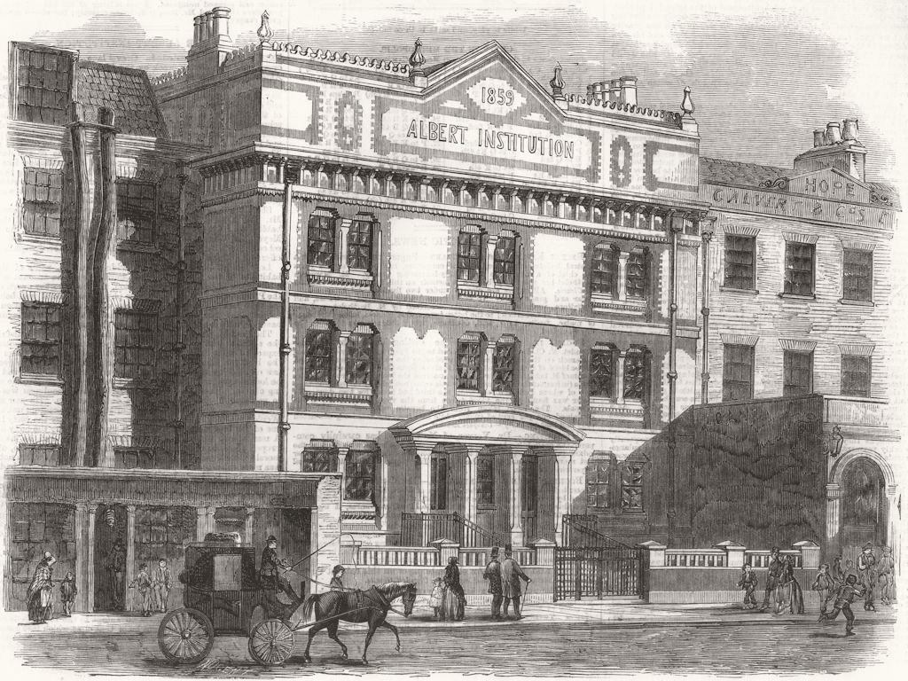 LONDON. Albert Inst, Gravel Lane, Blackfriars Rd 1859 old antique print