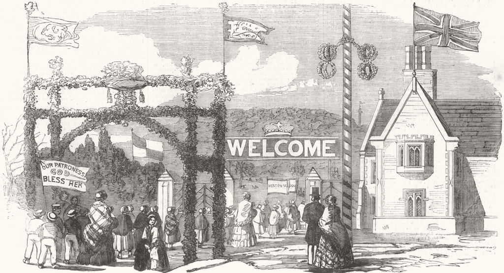 SHROPS. Entrance to Hawkstone Park 1854 old antique vintage print picture