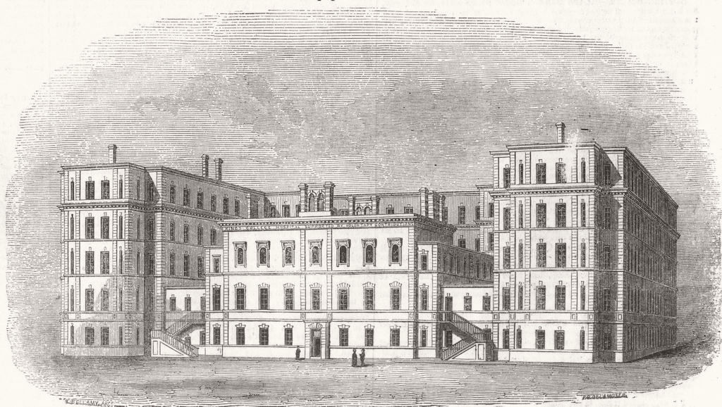 Associate Product LONDON. King's College Hospital, Carey Street 1852 old antique print picture