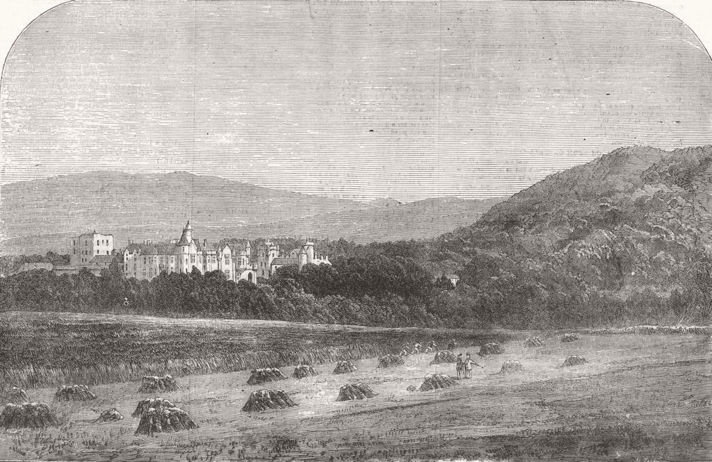 SCOTLAND. Her Majesty's Palace at Balmoral 1855 old antique print picture