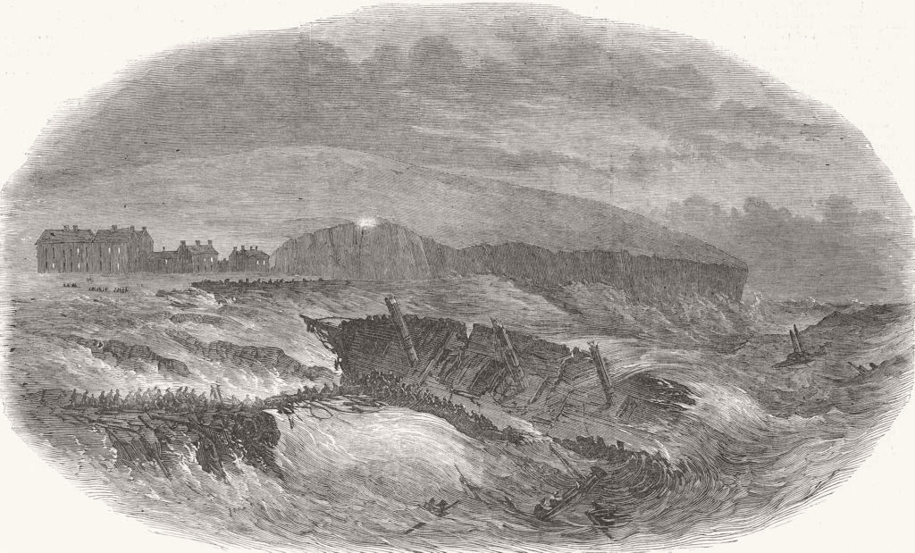 Associate Product IRELAND. Shipwreck, Duggerna Rocks, Kilkee Bay, Clare 1850 old antique print