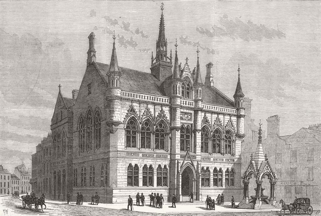 SCOTLAND. New municipal buildings, Inverness 1882 old antique print picture