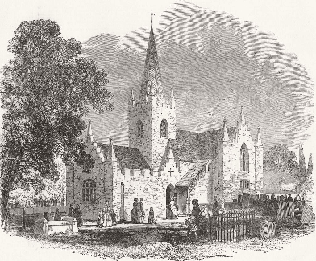 Associate Product IOW. Whippingham Church, Isle of Wight 1850 old antique vintage print picture
