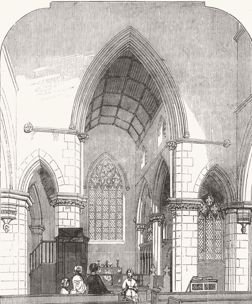 LONDON. Chancel of Trinity Church, Haverstock Hill 1850 old antique print