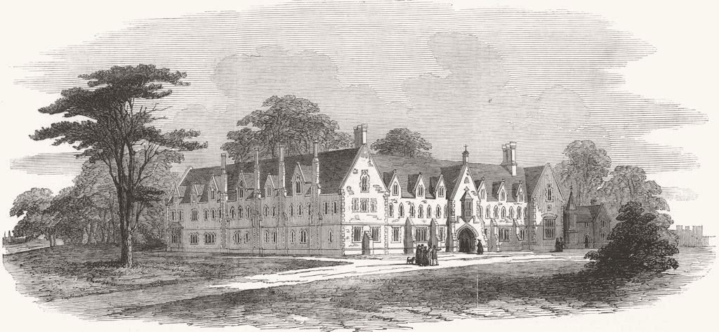 WORCS. Worcester Diocesan school, Saltley, Birmingham 1850 old antique print