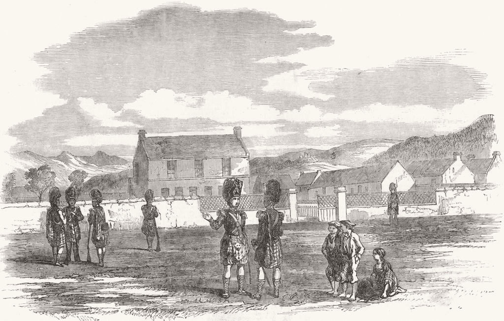 SCOTLAND. Barracks for the Queen's guard, Ballater 1850 old antique print