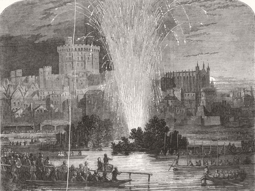 Associate Product BERKS. Election at Eton-Regatta & fireworks 1850 old antique print picture