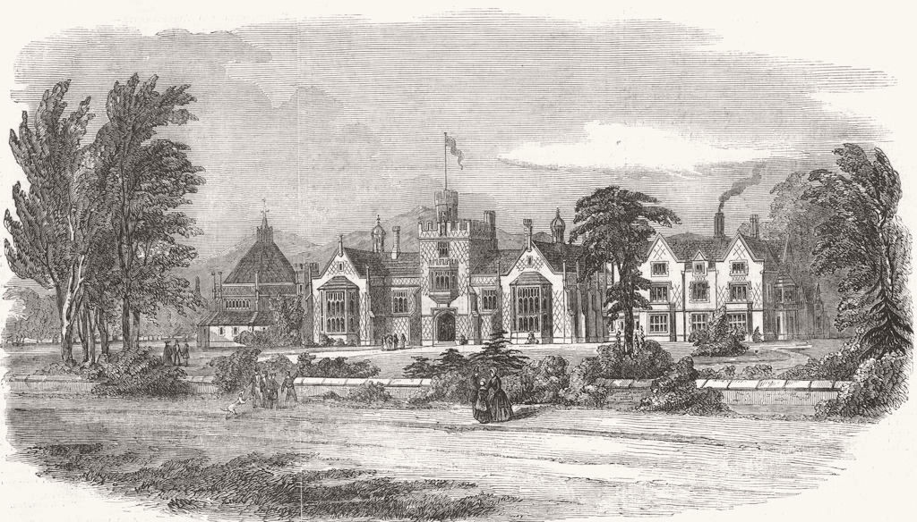 LEICS. grammar and commercial school, Loughborough 1850 old antique print