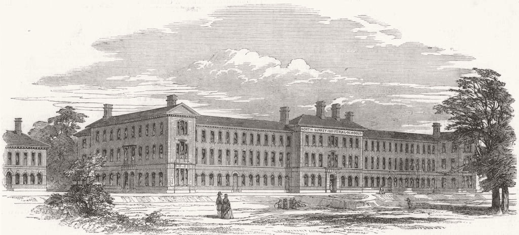 SURREY. North Surrey Industrial Schools, Anerly 1850 old antique print picture