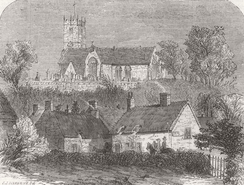 IOW. Godshill Church, Isle of Wight 1861 old antique vintage print picture