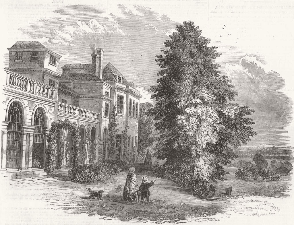 BERKS. St Leonards-on-Hill, nr Windsor, House of Earl 1852 old antique print