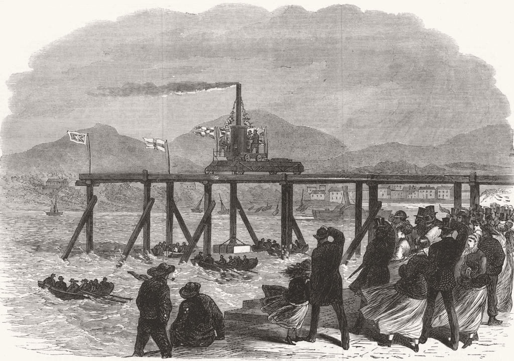 WALES. Laying keystone of new harbour, Carnarvon 1868 old antique print