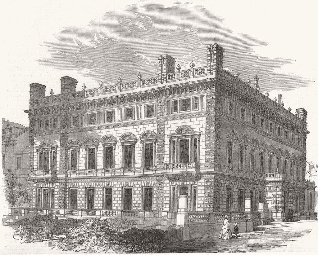 LONDON. Bridgewater House-Architect, Charles Barry,  1850 old antique print