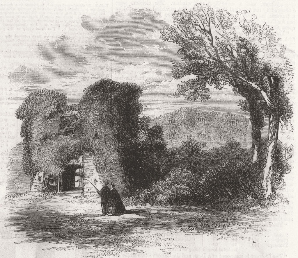 DEVON. Archaeologists, Berry Pomeroy Castle, Exeter 1861 old antique print