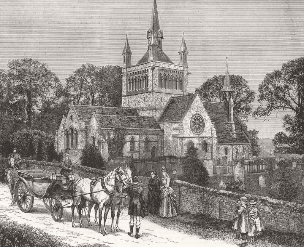 Associate Product IOW. Whippingham Church, Royal wedding 1885 old antique vintage print picture