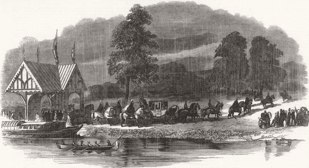 LANCS. Arrival of Her Majesty at Worsley 1851 old antique print picture