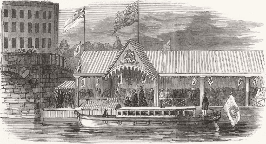 Associate Product LANCS. Arrival of Her Majesty at Patricroft Station 1851 old antique print
