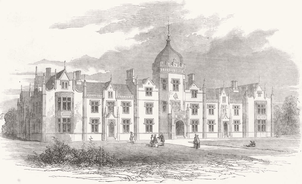 SUFFOLK. New grammar school, Ipswich 1851 old antique vintage print picture