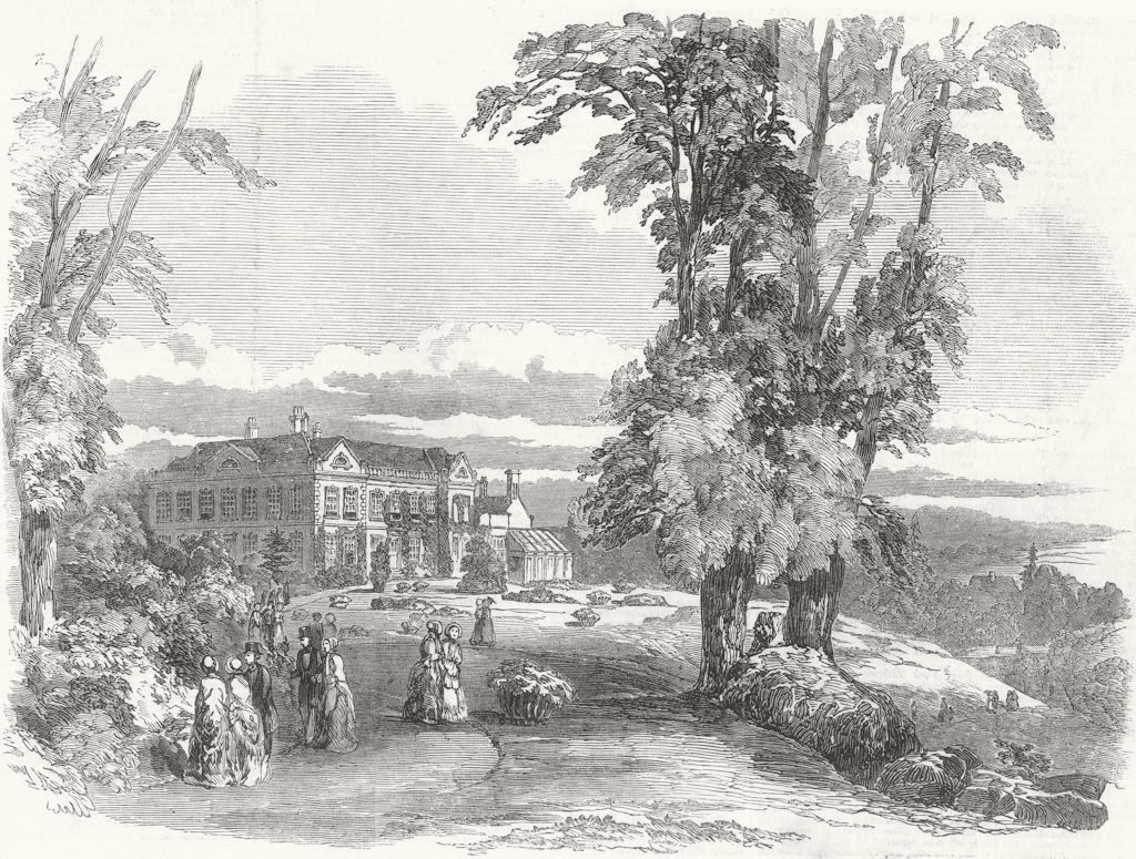 SHROPS. Morfe Cottage fete, Dudmaston, nr Bridgnorth 1851 old antique print