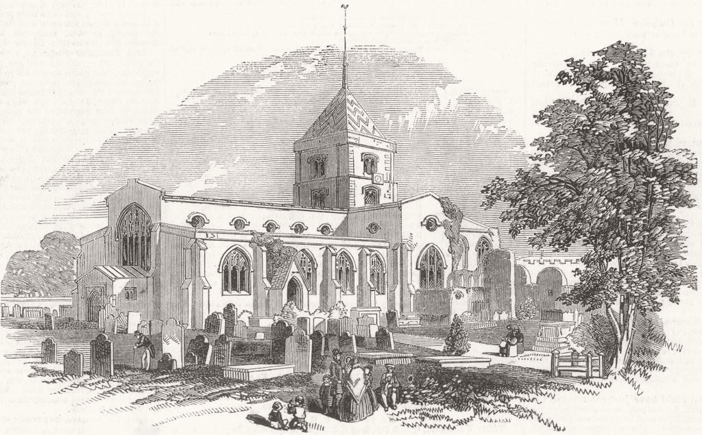 SUSSEX. St Nicholas Church, Arundel 1851 old antique vintage print picture