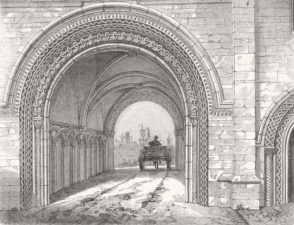 GLOS. The Abbey Gateway, Bristol 1851 old antique vintage print picture