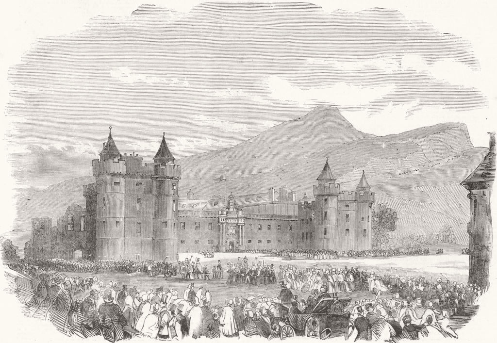 SCOTLAND. parade at palace of Holyrood 1851 old antique vintage print picture