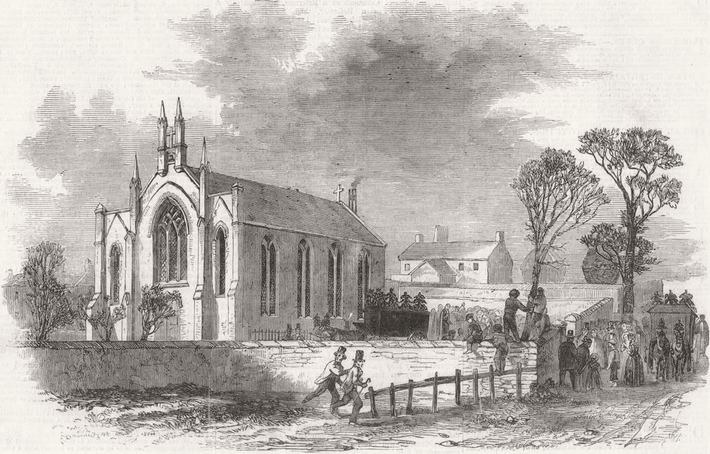 SCOTLAND. Funeral at Catholic Church of Barrhead 1851 old antique print