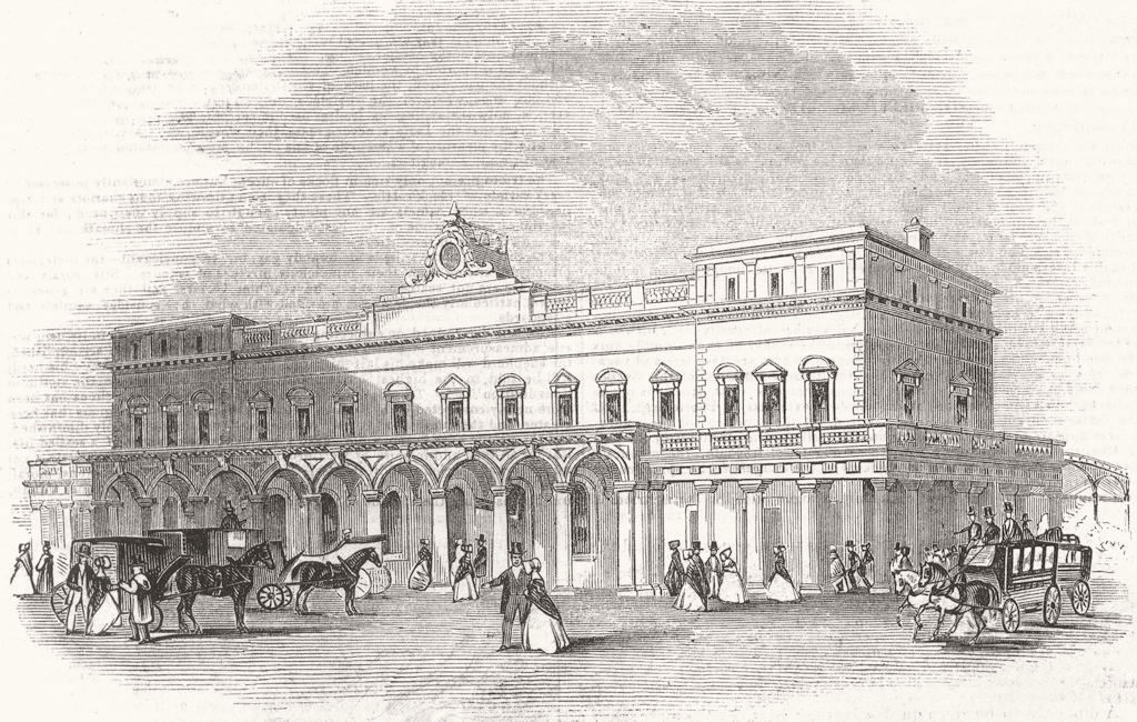 The London & Brighton Railway - Brighton terminus station 1844 old print